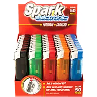 Display box of 50 SPARK electronic clear body lighters